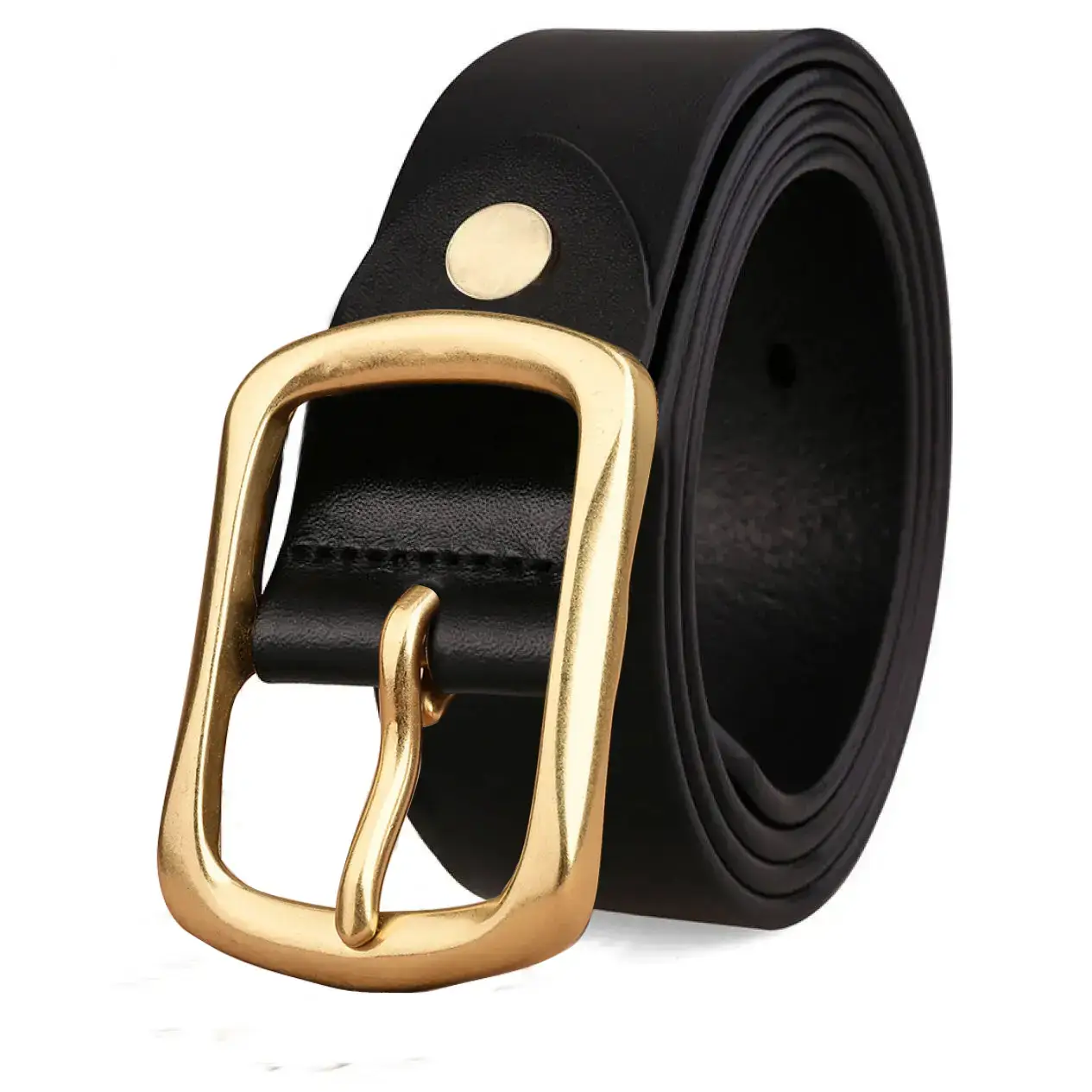 Men's Genuine Leather Belt with Gold Buckle - Image 7