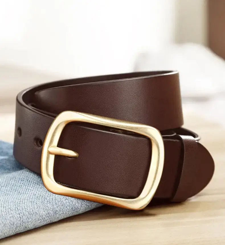 Men's Genuine Leather Belt with Gold Buckle β feature 10