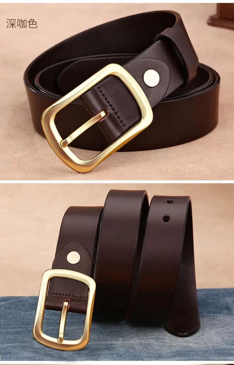Men's Genuine Leather Belt with Gold Buckle β feature 11