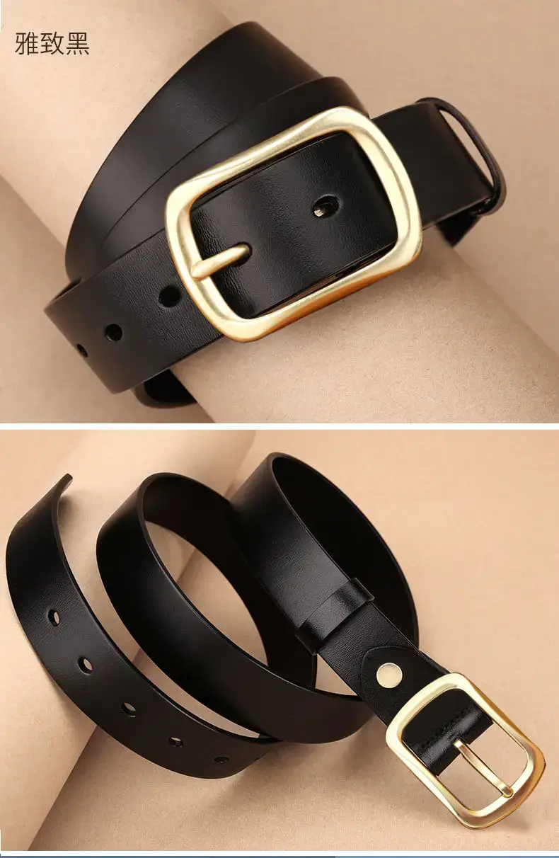 Men's Genuine Leather Belt with Gold Buckle β feature 13