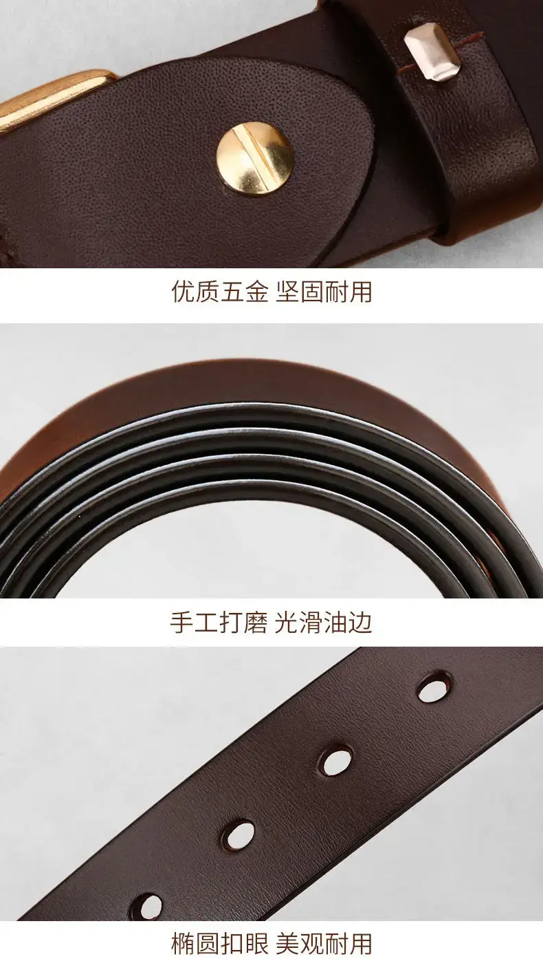 Men's Genuine Leather Belt with Gold Buckle β feature 15