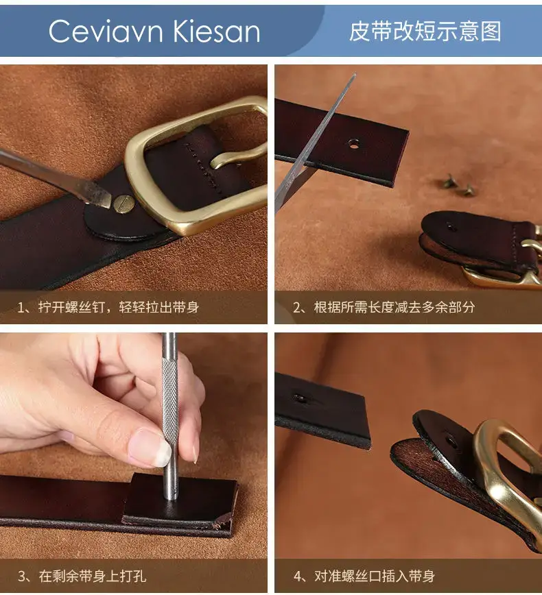 Men's Genuine Leather Belt with Gold Buckle β feature 16