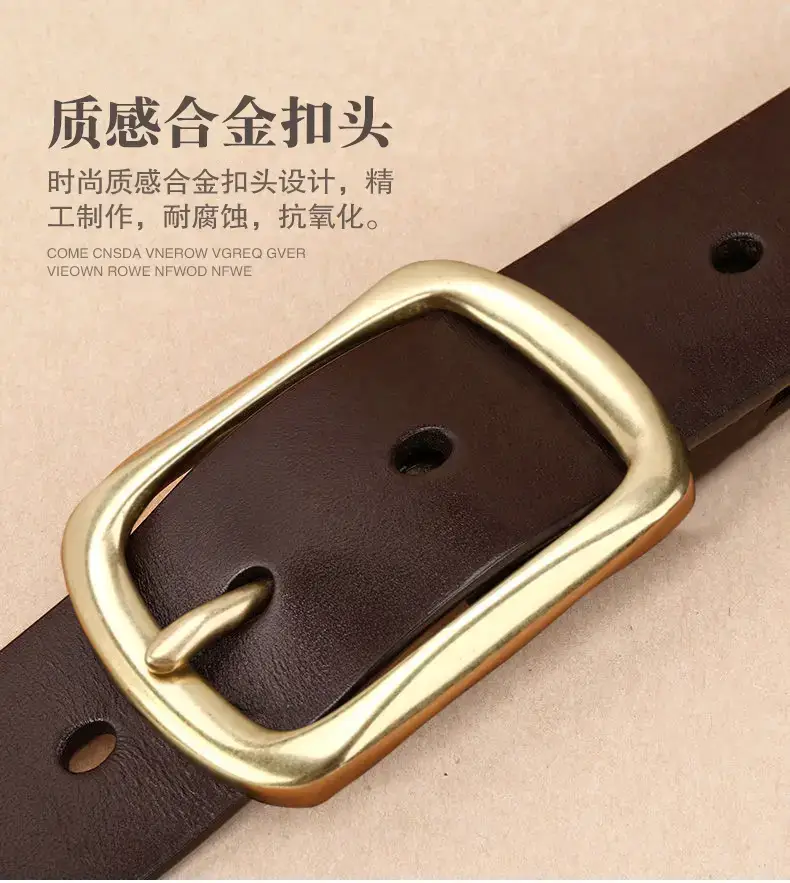 Men's Genuine Leather Belt with Gold Buckle β feature 2