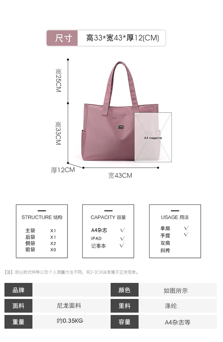 2023 New Nylon Shoulder Bag Blue Large Capacity Women — feature 10