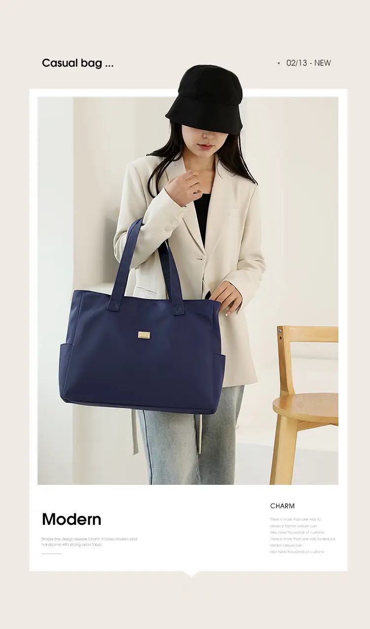 2023 New Nylon Shoulder Bag Blue Large Capacity Women — feature 19