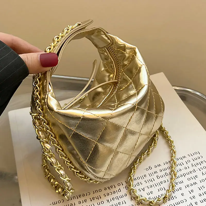 Korean Rhombic Chain Mini Crossbody Bag Black 2023