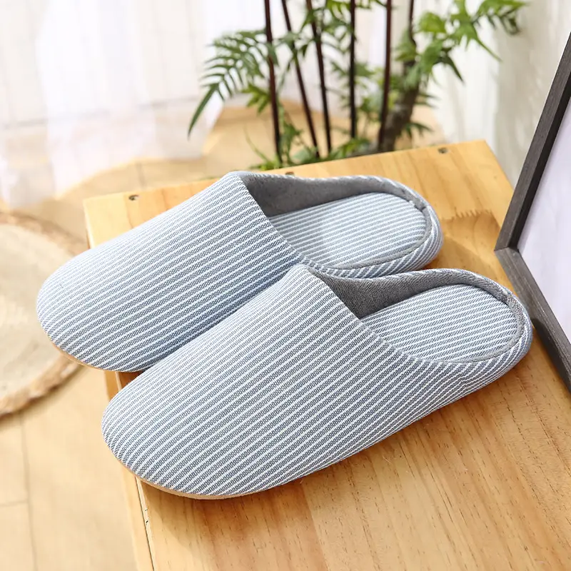 Japanese Style Mute Slippers Women's Winter Soft Bottom Silent Home Floor Non-Slip Indoor Household Cotton Slippers for Men