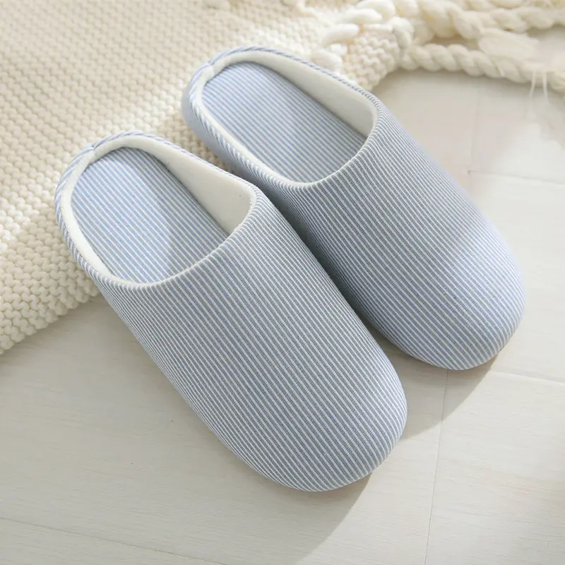 Japanese Style Mute Slippers Women's Winter Soft Bottom Silent Home Floor Non-Slip Indoor Household Cotton Slippers for Men
