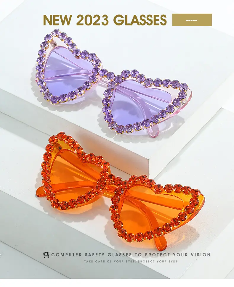 Red Heart-Shaped Sunglasses for Women with Crystal Embellishment — feature 1