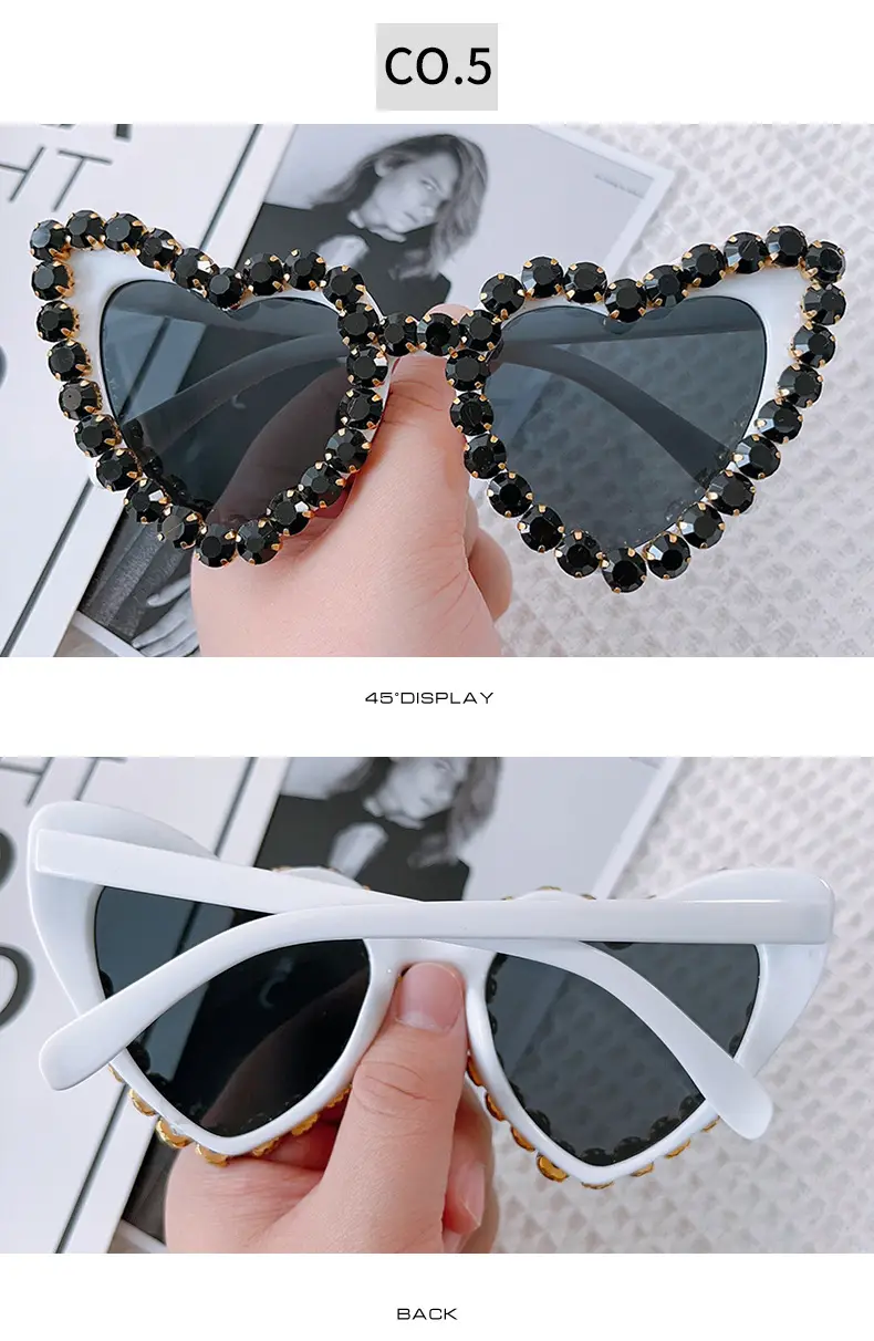 Red Heart-Shaped Sunglasses for Women with Crystal Embellishment — feature 11