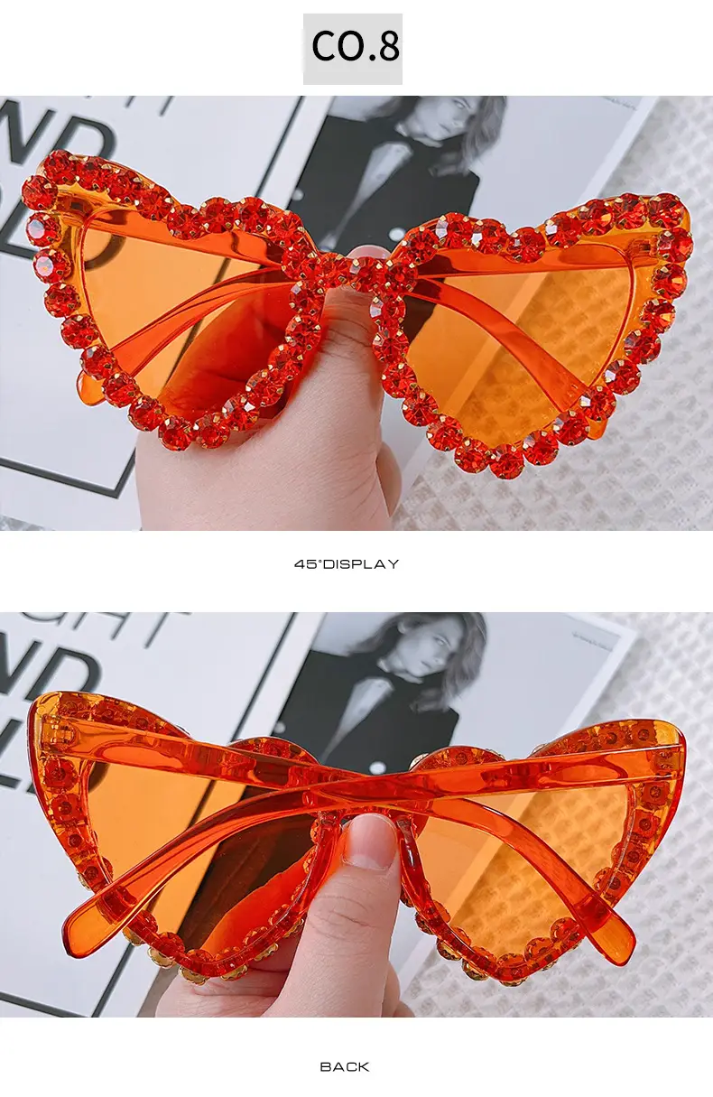 Red Heart-Shaped Sunglasses for Women with Crystal Embellishment — feature 14
