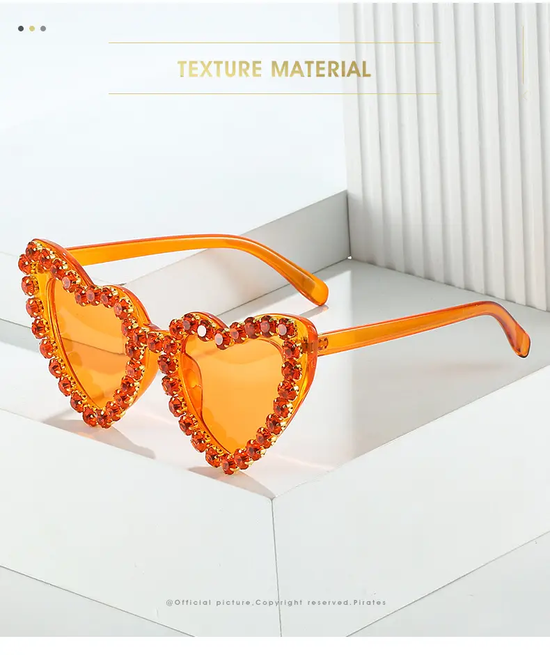 Red Heart-Shaped Sunglasses for Women with Crystal Embellishment — feature 2
