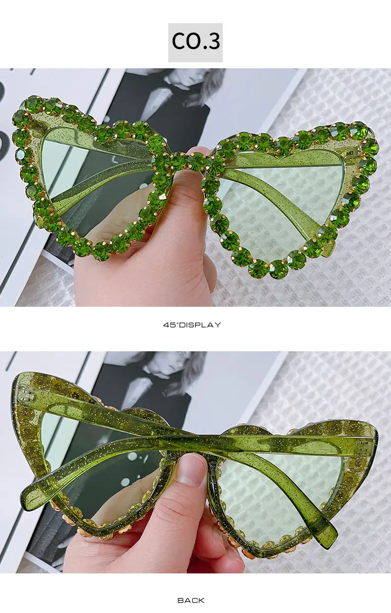 Red Heart-Shaped Sunglasses for Women with Crystal Embellishment — feature 9