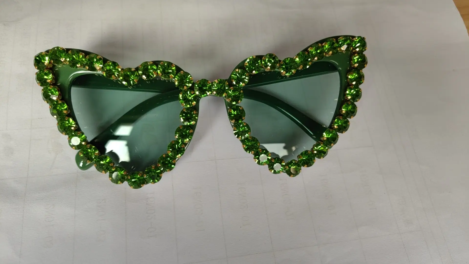 Red Heart-Shaped Sunglasses for Women with Crystal Embellishment