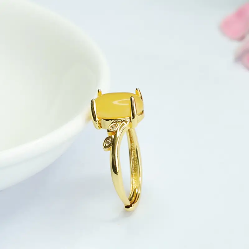Guan Yu Yellow Amber Ring Full Honey Natural Beeswax — feature 11