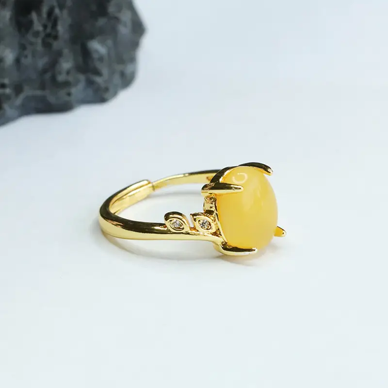 Guan Yu Yellow Amber Ring Full Honey Natural Beeswax — feature 8