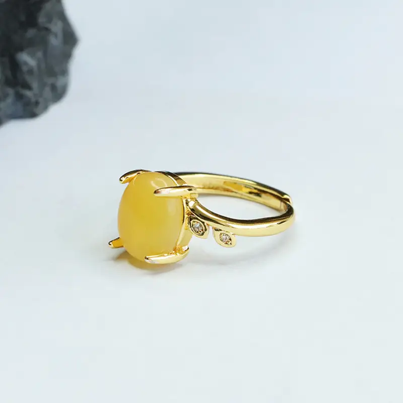 Guan Yu Yellow Amber Ring Full Honey Natural Beeswax — feature 9