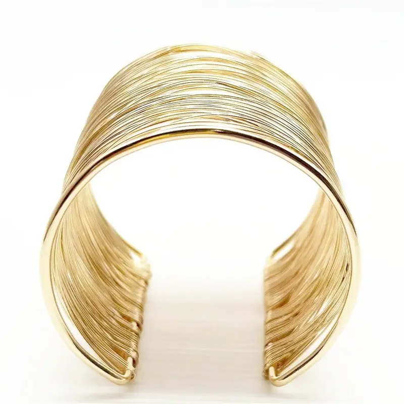 Personalized Metal Wire Open Bracelet with an Exaggerated High-End Feel, Wire-Wrapped Bracelet for Women, Direct Sales from the Manufacturer, Metal Open Bracelet