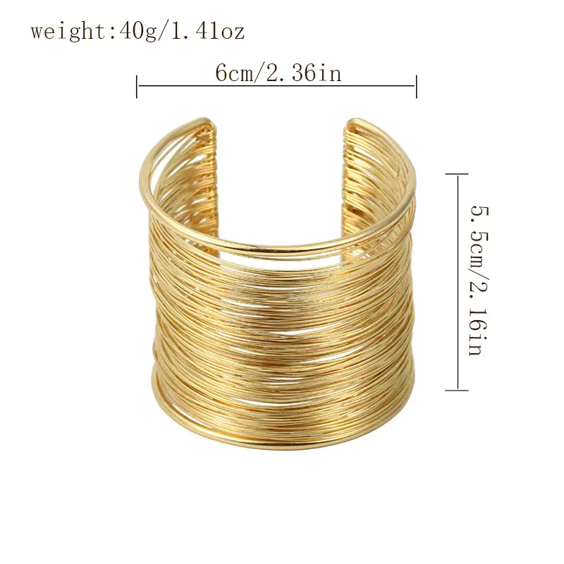 Personalized Metal Wire Open Bracelet with an Exaggerated High-End Feel, Wire-Wrapped Bracelet for Women, Direct Sales from the Manufacturer, Metal Open Bracelet — feature 1