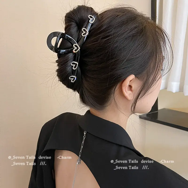 Black Heart Clip for Women's Hair Back 2023