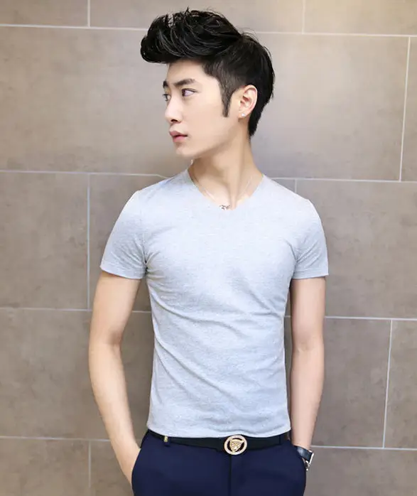 Men's White Slim Fit V-Neck T-Shirt Wholesale - Image 6