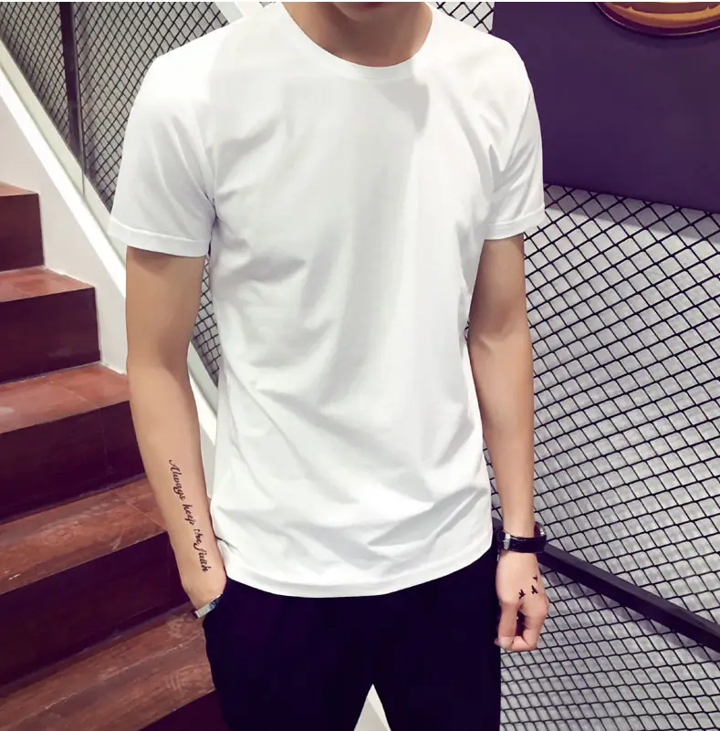 Men's White Slim Fit V-Neck T-Shirt Wholesale — feature 10