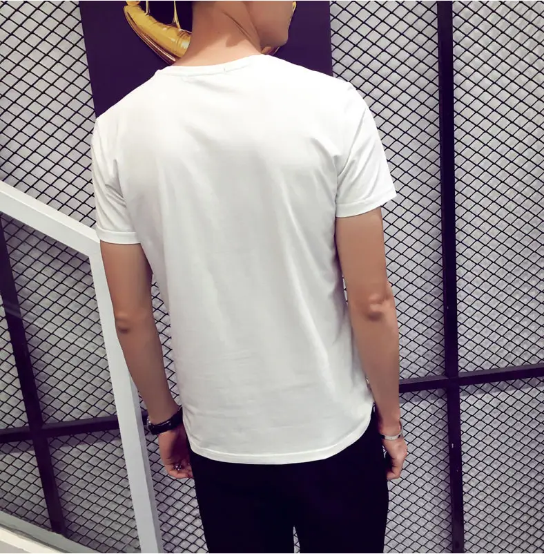 Men's White Slim Fit V-Neck T-Shirt Wholesale — feature 12