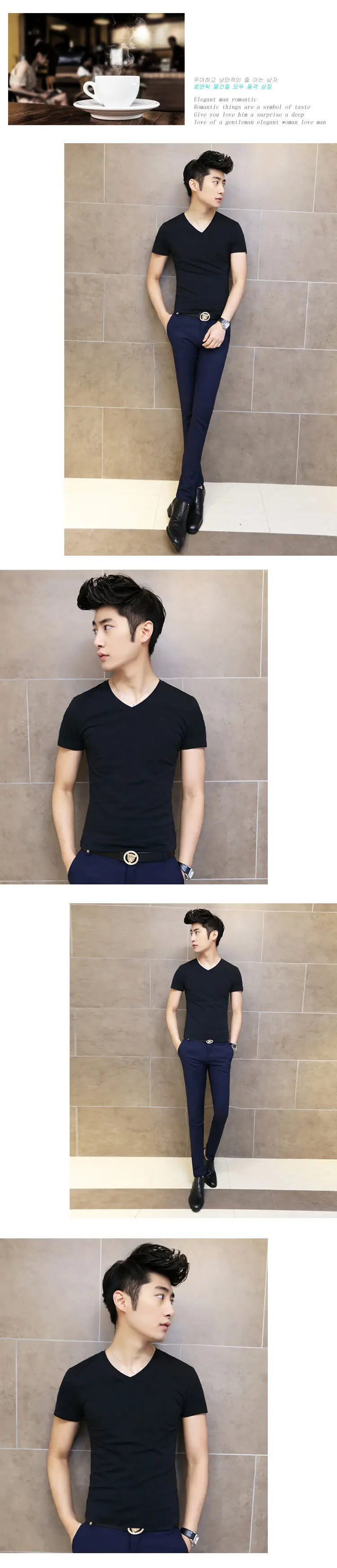 Men's White Slim Fit V-Neck T-Shirt Wholesale — feature 5