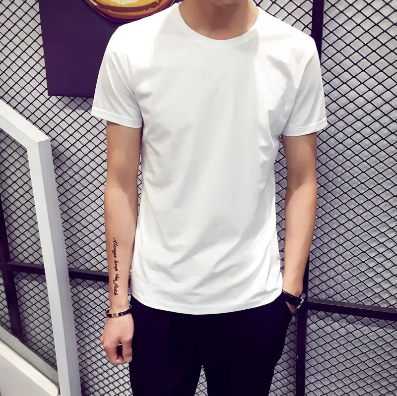 Men's White Slim Fit V-Neck T-Shirt Wholesale - Image 3