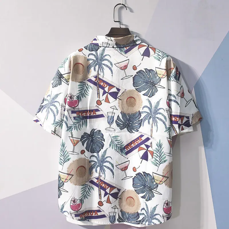 Men's Japanese Style Hawaiian Print Short Sleeve Shirt - Image 8