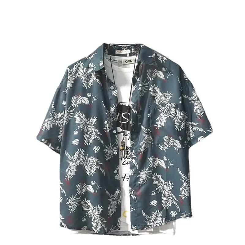 Men's Japanese Style Hawaiian Print Short Sleeve Shirt - Image 10