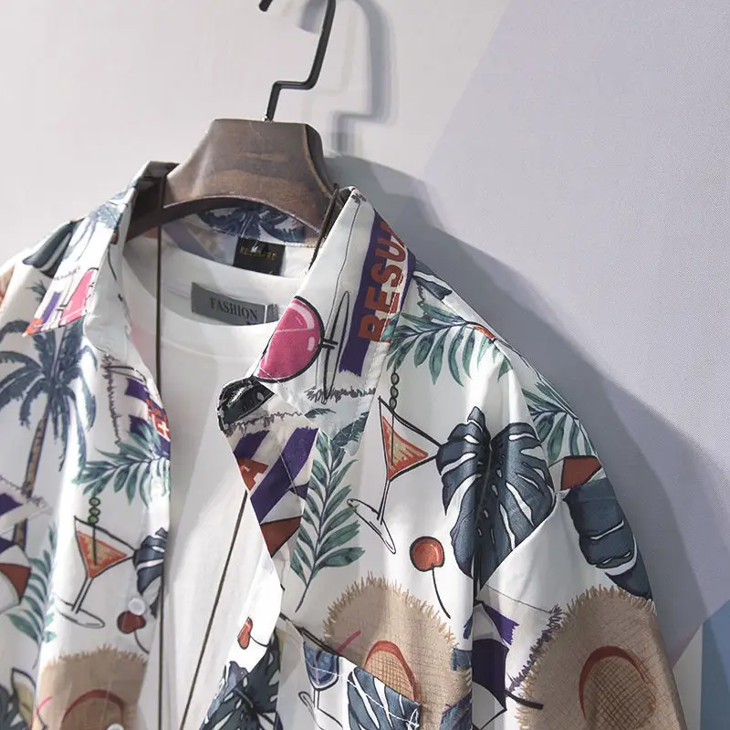 Men's Japanese Style Hawaiian Print Short Sleeve Shirt — feature 12