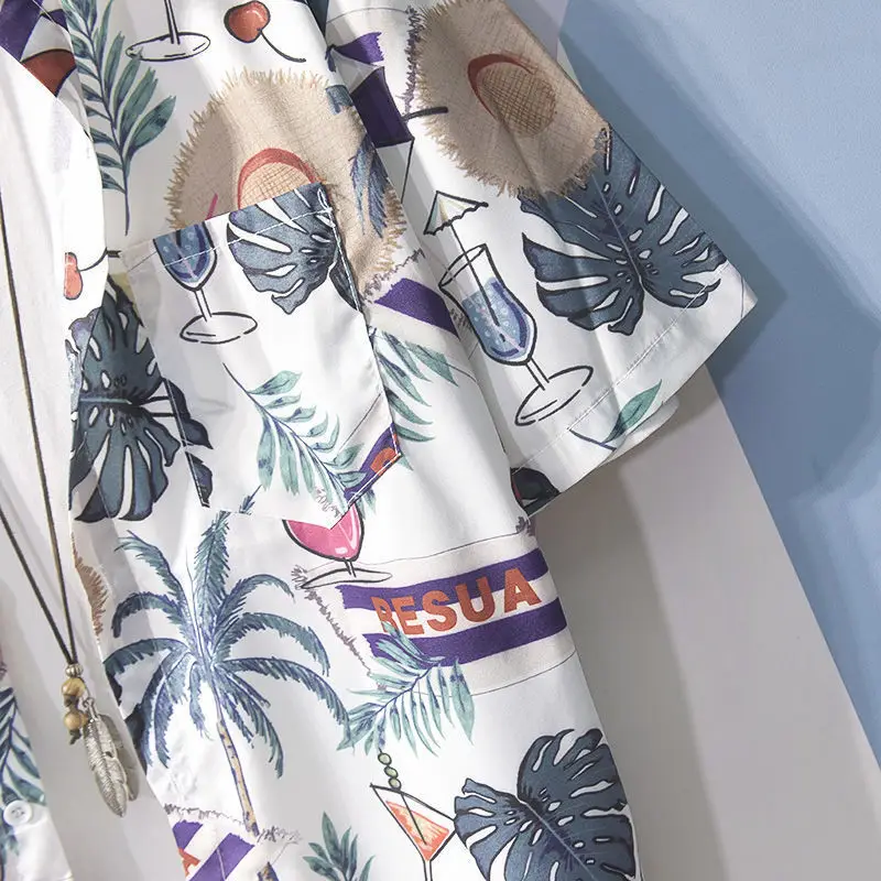 Men's Japanese Style Hawaiian Print Short Sleeve Shirt — feature 14