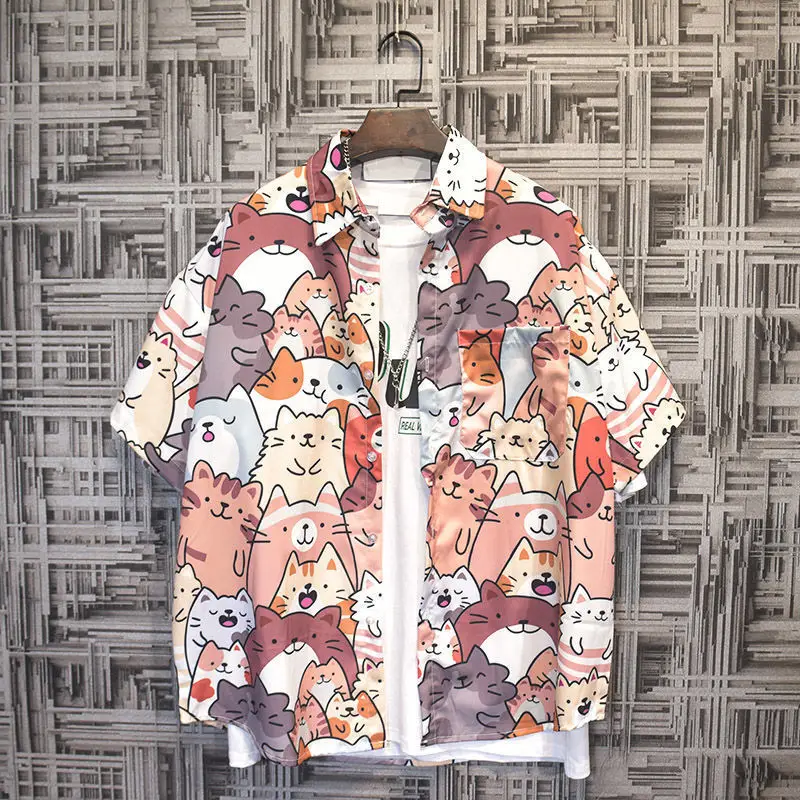 Men's Japanese Style Hawaiian Print Short Sleeve Shirt - Image 4