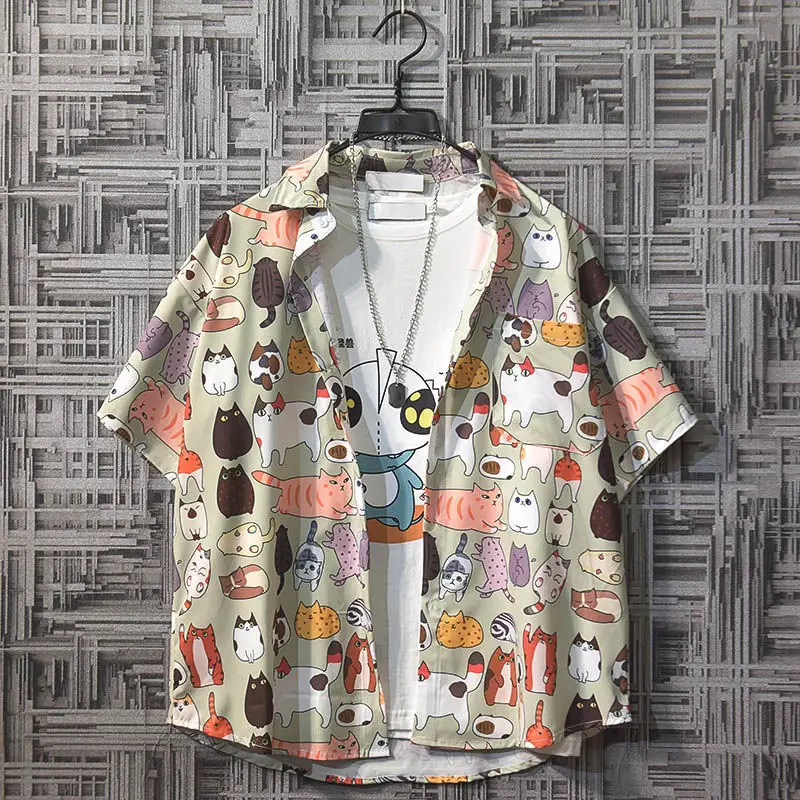 Men's Japanese Style Hawaiian Print Short Sleeve Shirt - Image 5