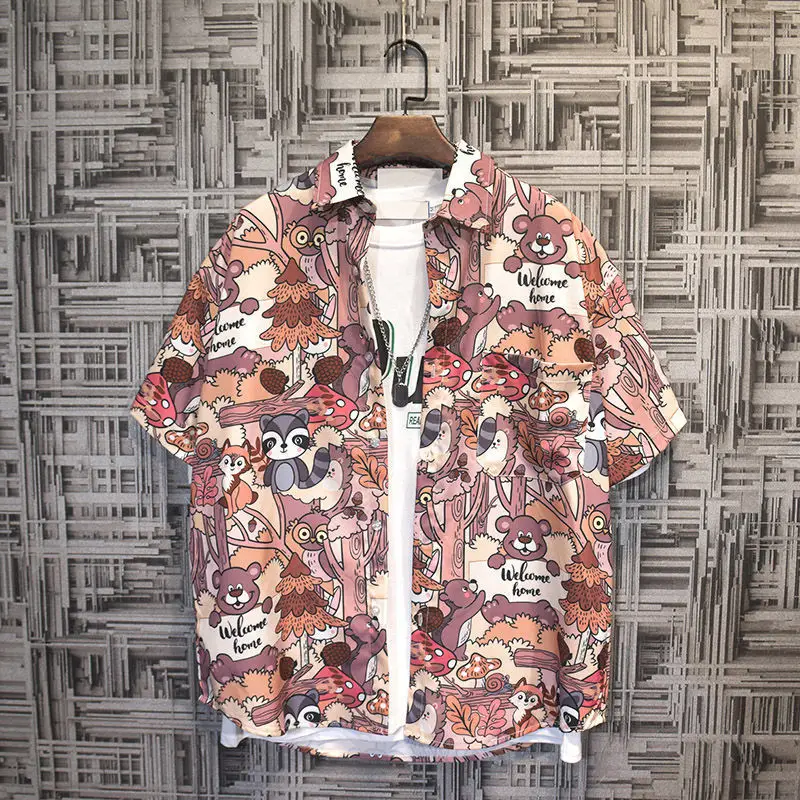 Men's Japanese Style Hawaiian Print Short Sleeve Shirt - Image 6