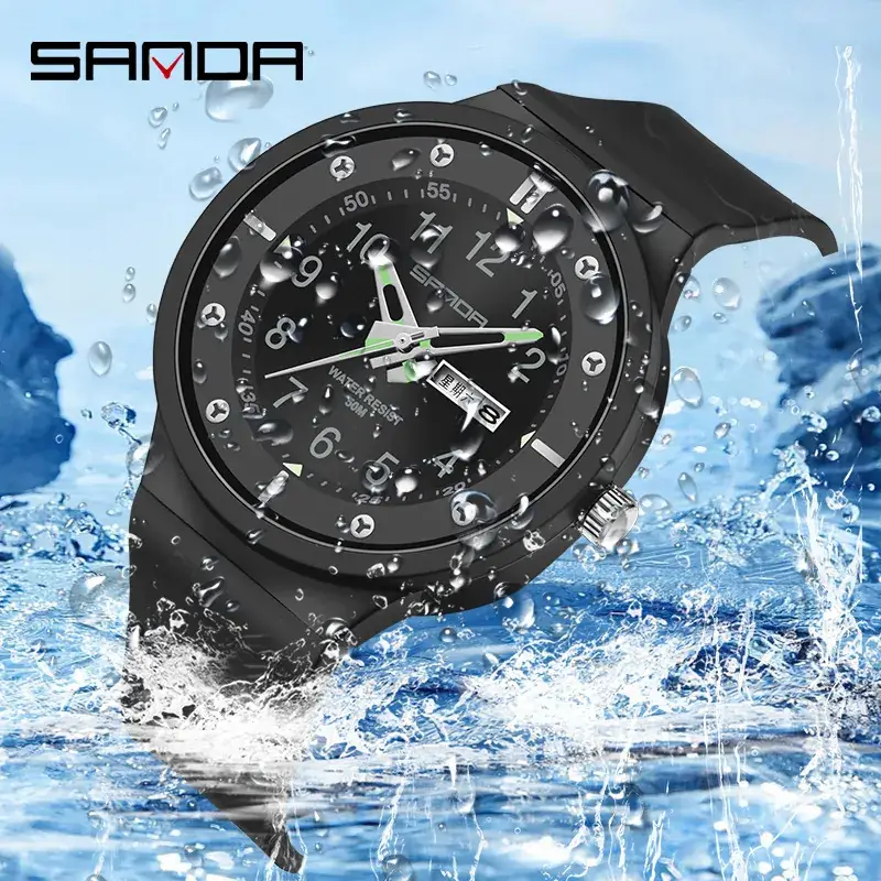 Sanda Student Electronic Watch Blue Digital Calendar Waterproof Men's Women's Quartz Watch