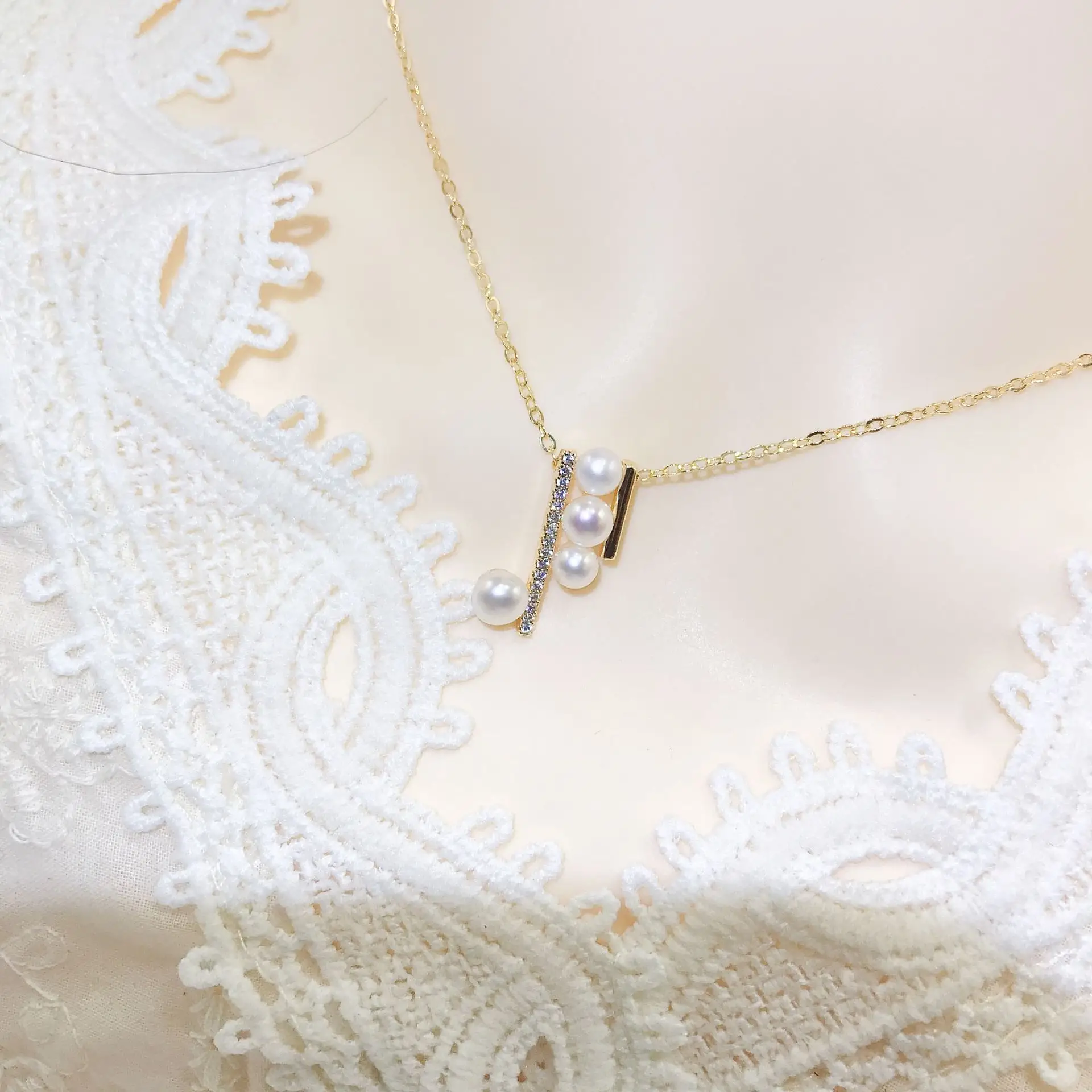 Luxury Pearl Flower Necklace Set Gold Chain — feature 19