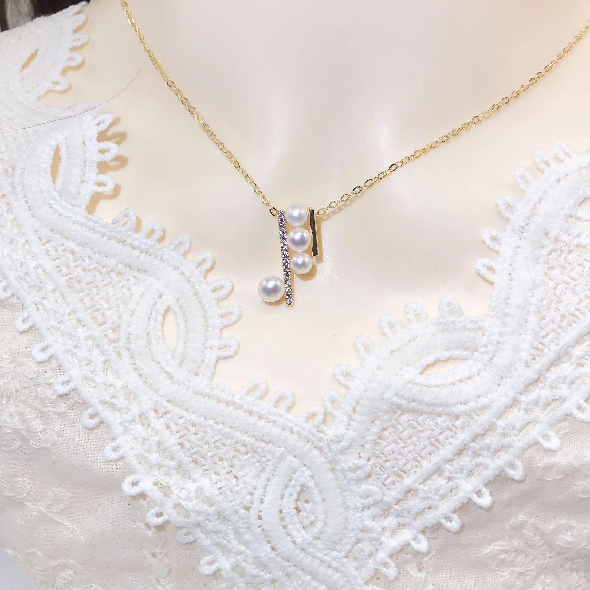 Luxury Pearl Flower Necklace Set Gold Chain — feature 20