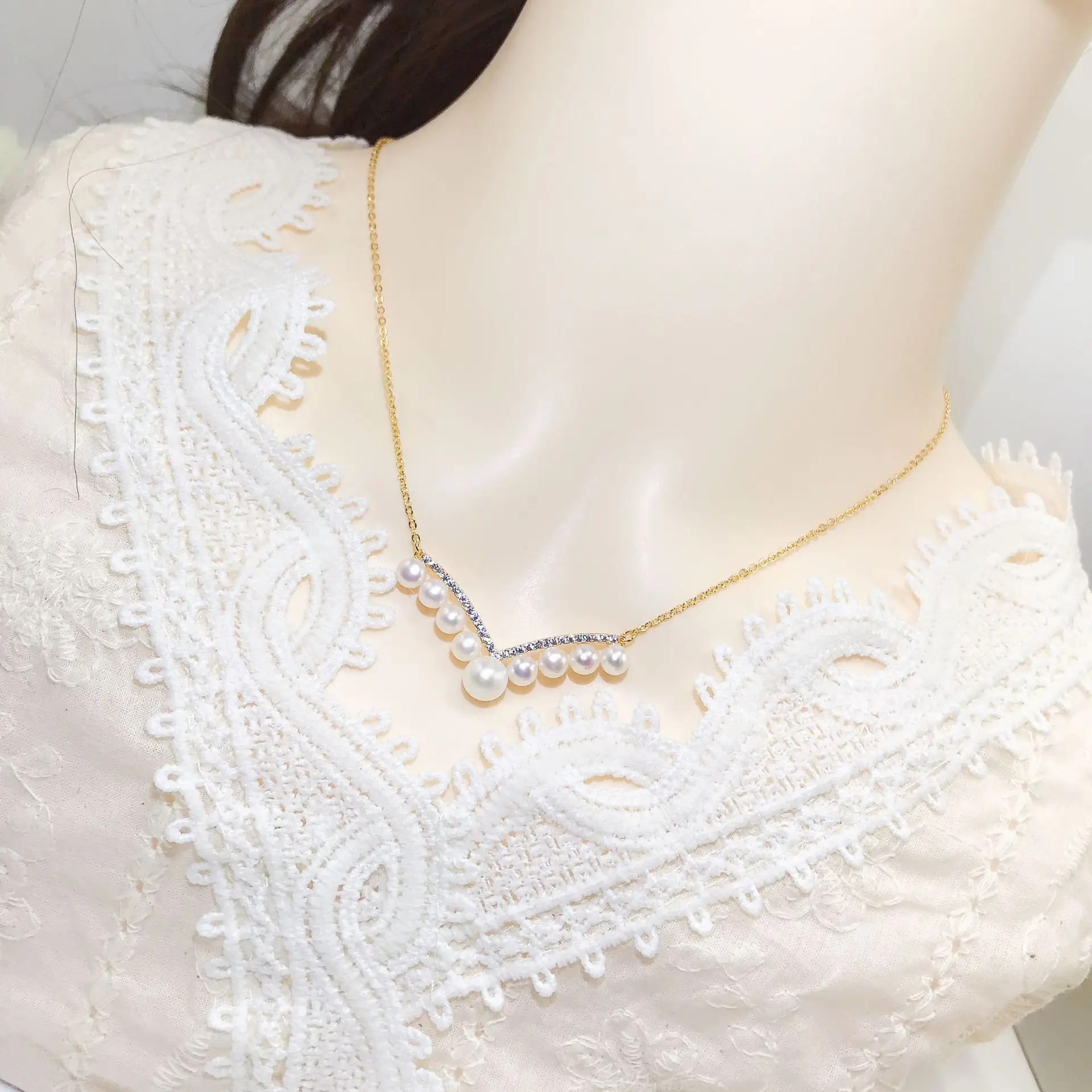 Luxury Pearl Flower Necklace Set Gold Chain — feature 22