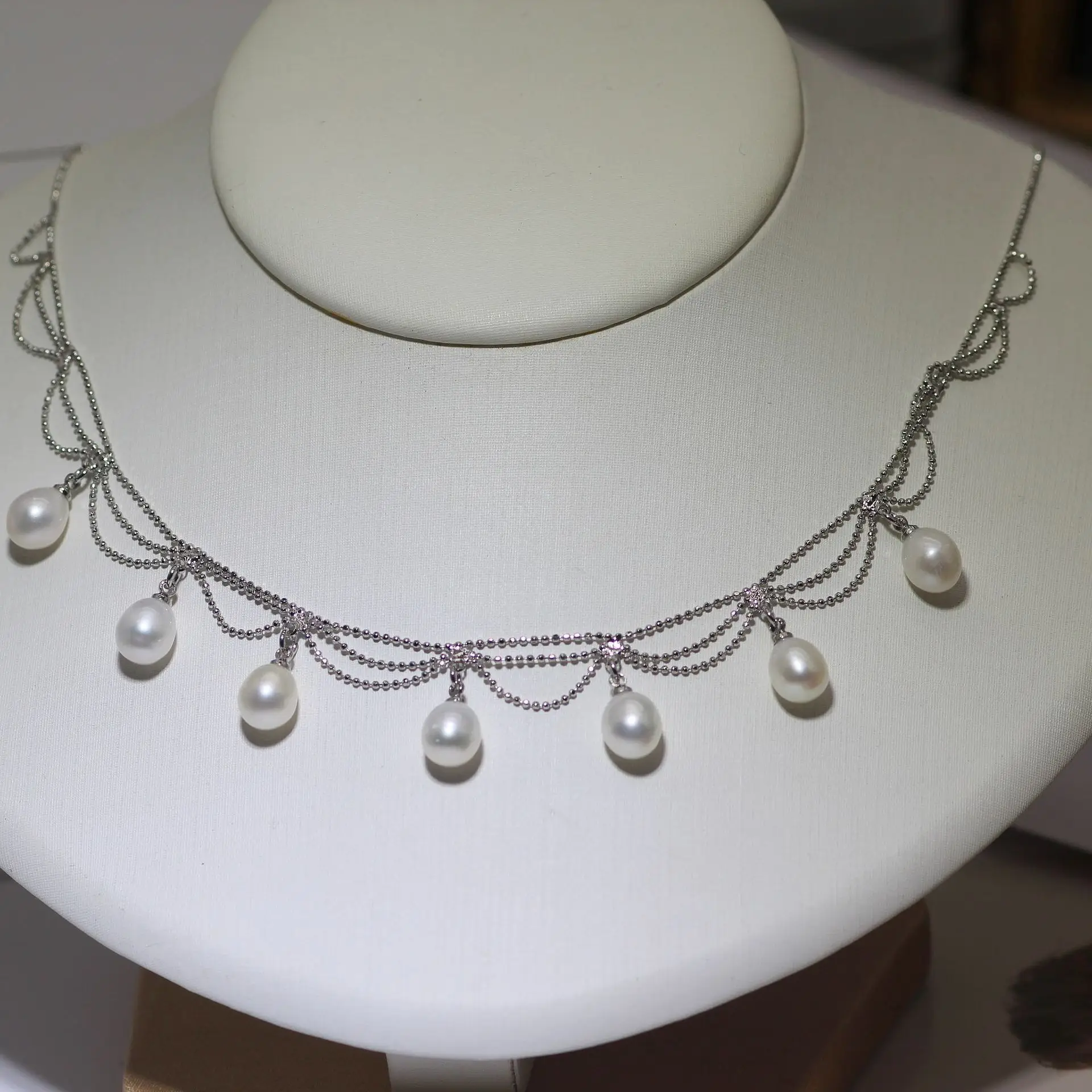 Luxury Pearl Flower Necklace Set Gold Chain - Image 89