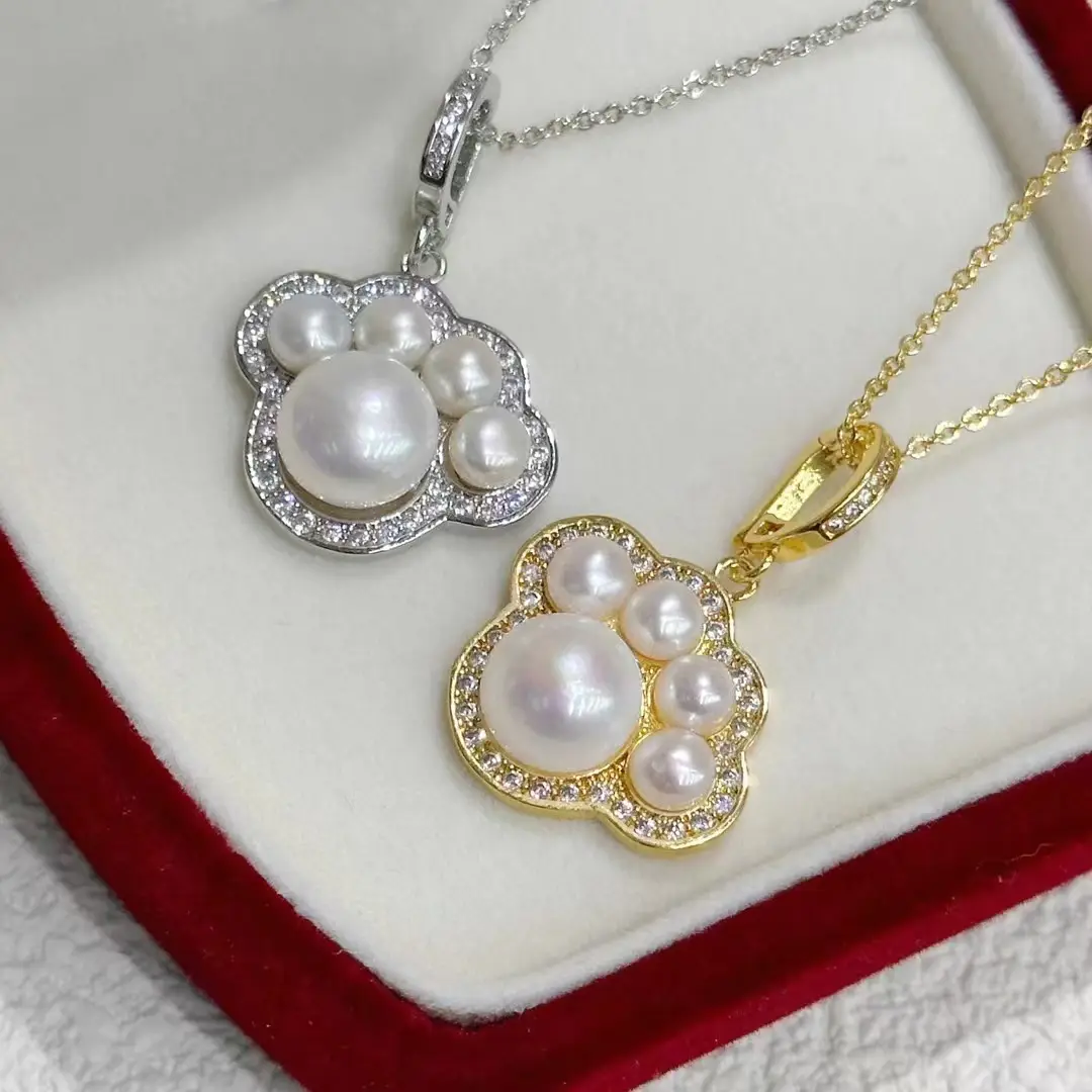 Luxury Pearl Flower Necklace Set Gold Chain - Image 10