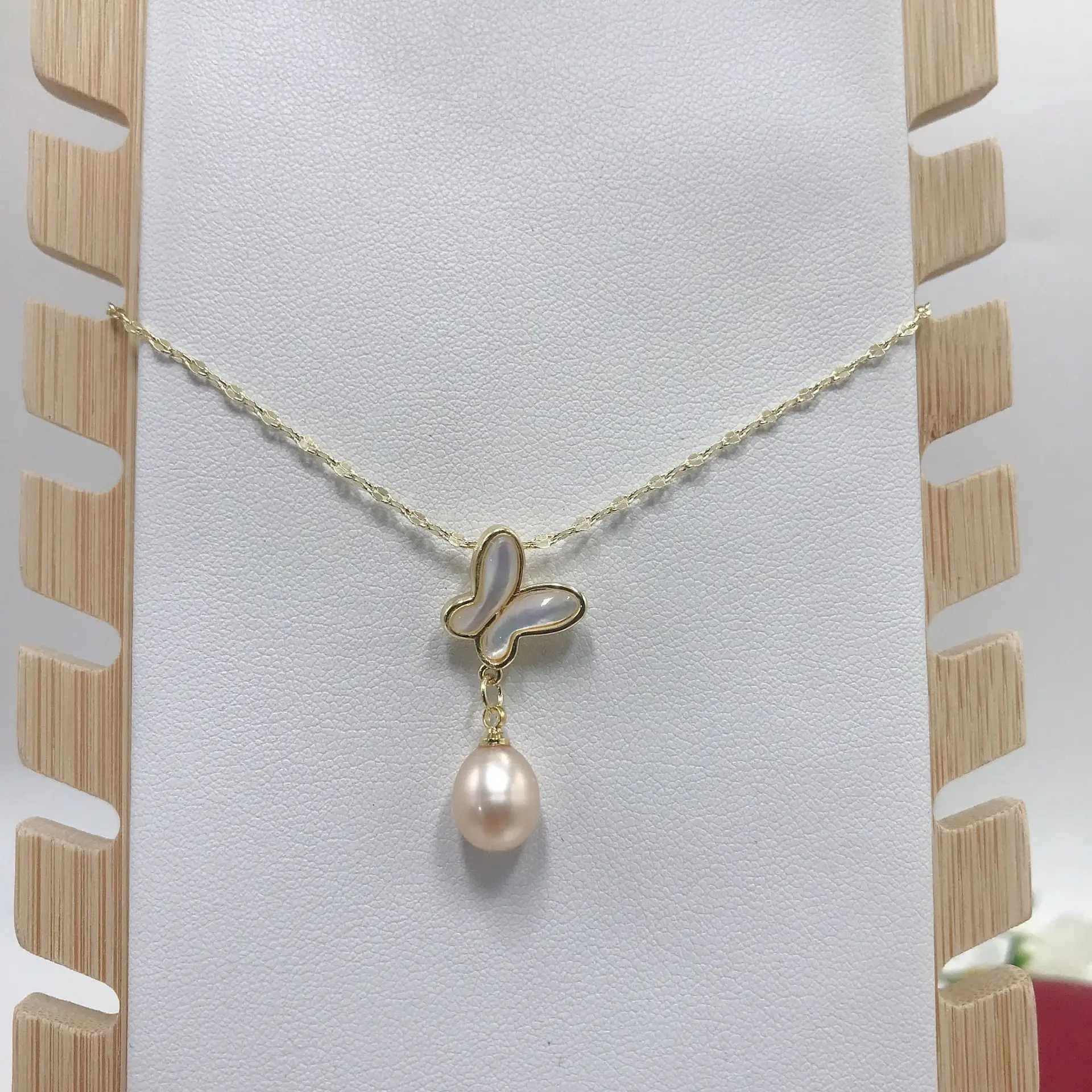 Luxury Pearl Flower Necklace Set Gold Chain - Image 2