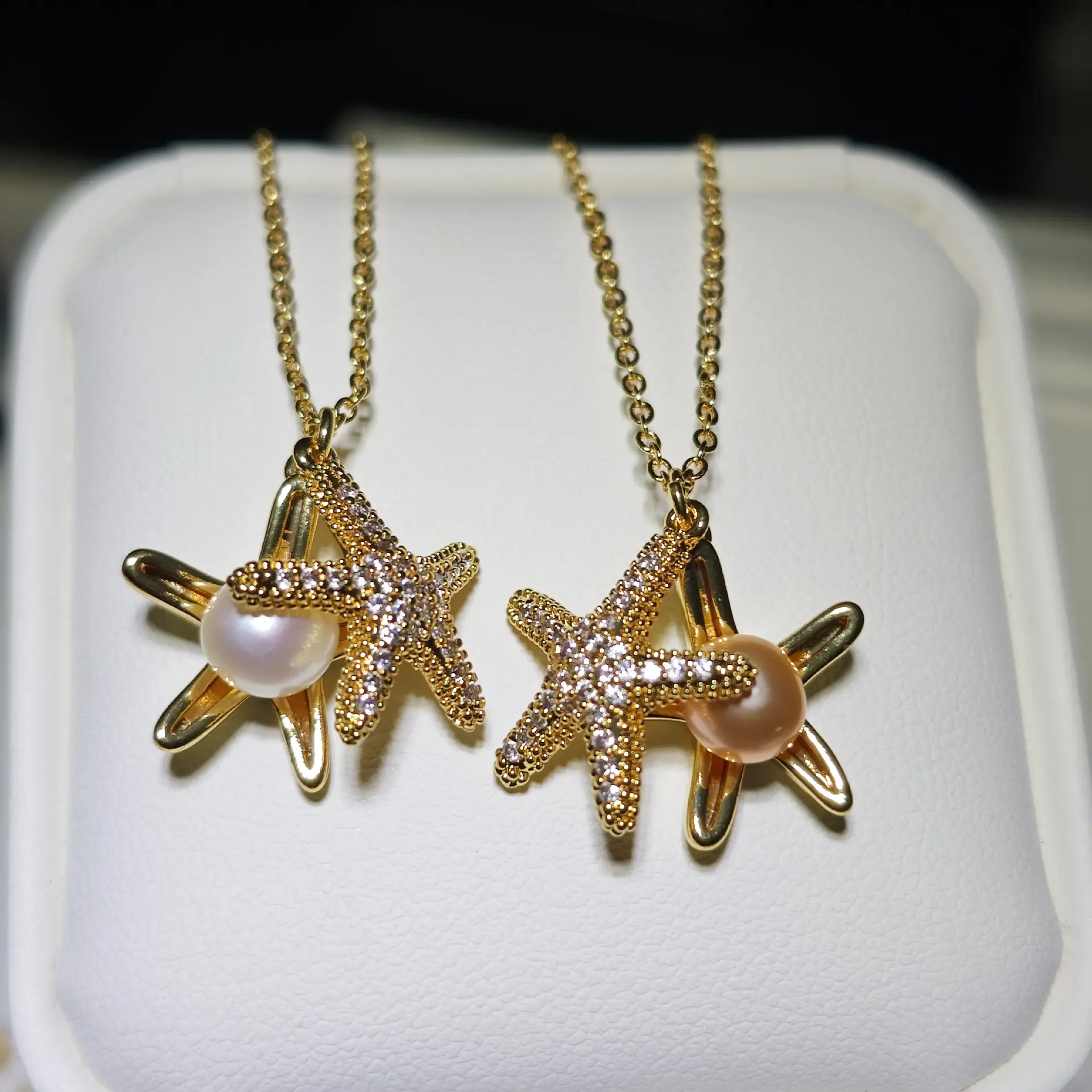 Luxury Pearl Flower Necklace Set Gold Chain - Image 18