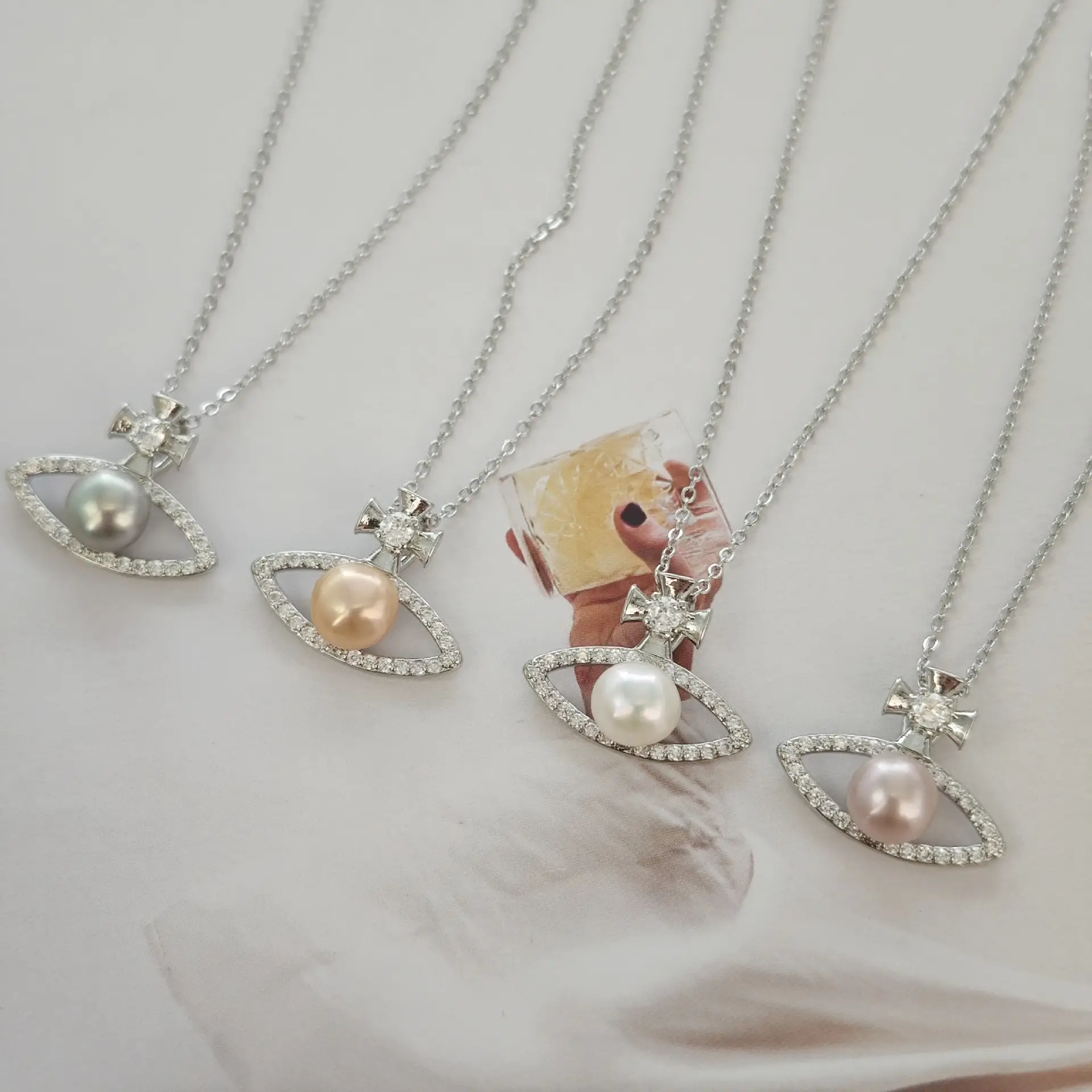 Luxury Pearl Flower Necklace Set Gold Chain - Image 67