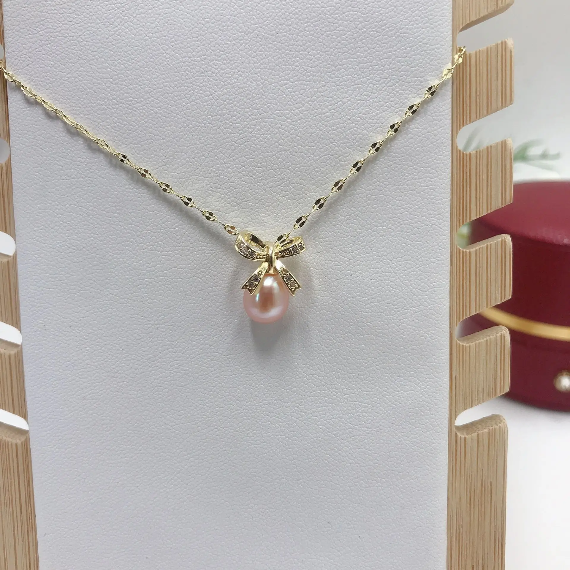 Luxury Pearl Flower Necklace Set Gold Chain - Image 7
