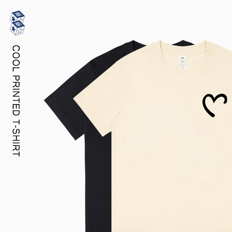 Men Women Cotton Heart Print T-Shirt Loose Summer - Image 10