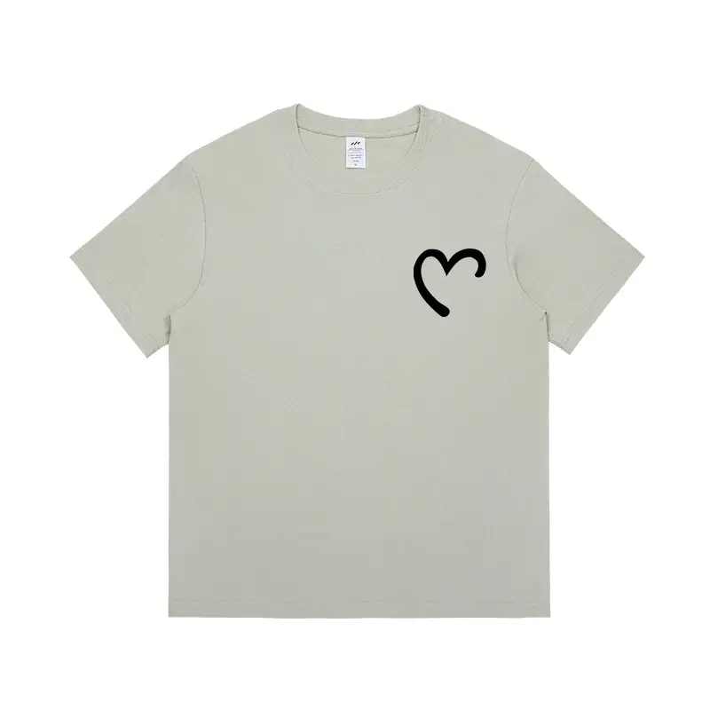 Men Women Cotton Heart Print T-Shirt Loose Summer - Image 14