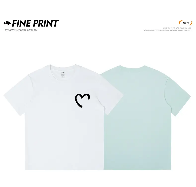 Men Women Cotton Heart Print T-Shirt Loose Summer — feature 6