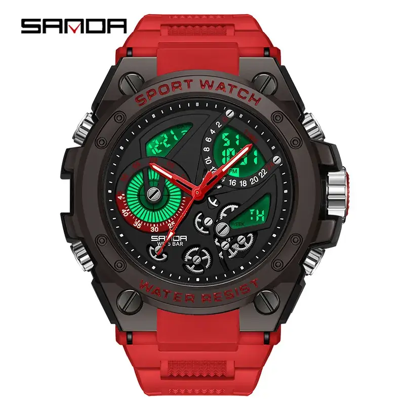 Sanda Black 3D Dual Display Sports Watch - Image 10